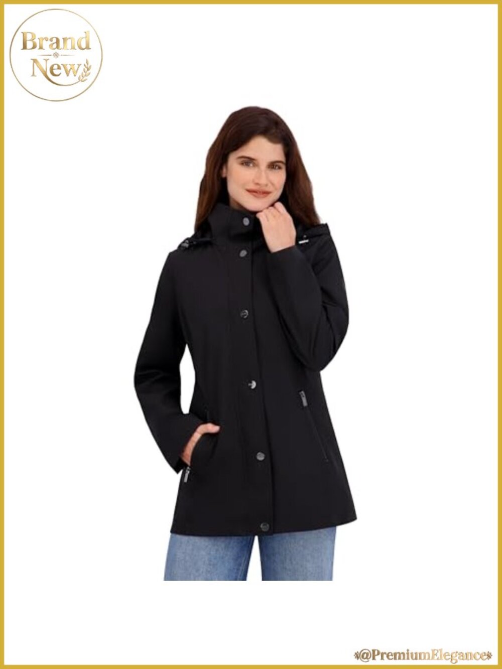 Nautica Women's Bonded Rain Jacket with Bib Insert Water Wind Resistant